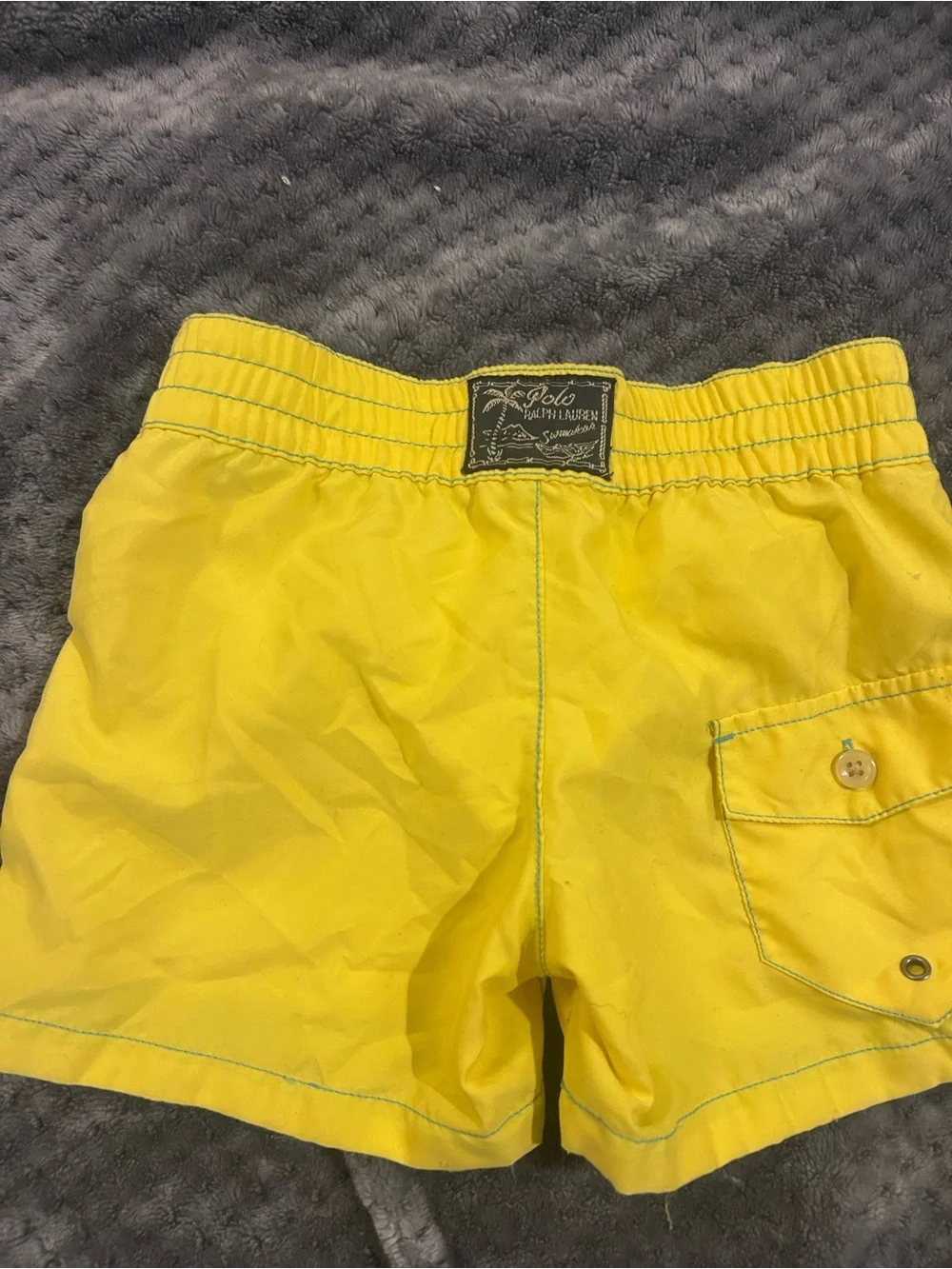Good Condition Polo by Ralph Lauren Boys sz2T Swim Trunks Yellow with Turquoise